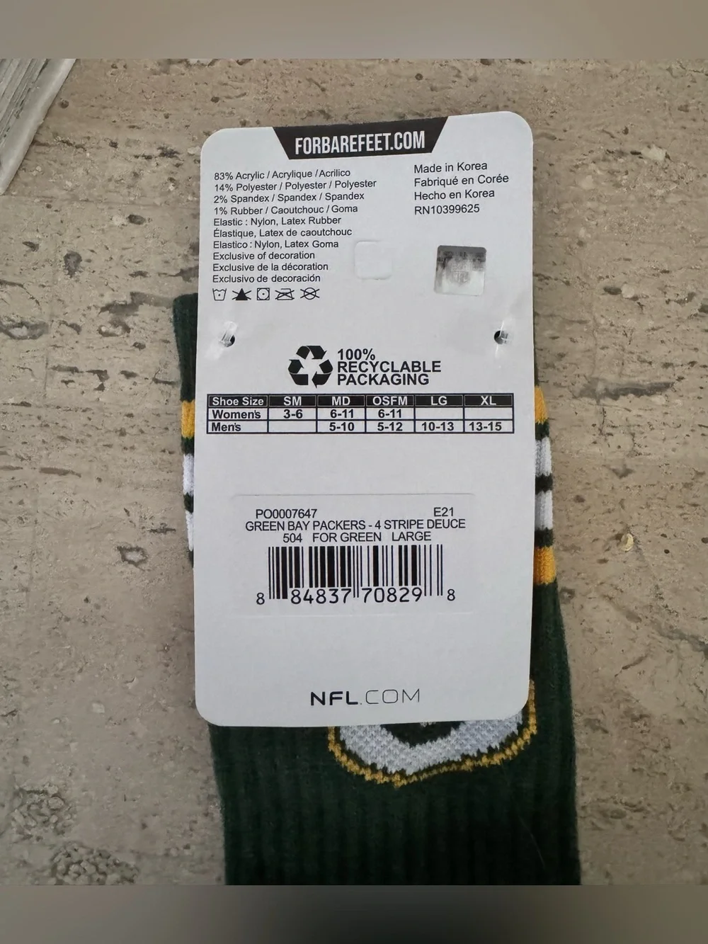 NFL Green Bay Packers Crew Socks